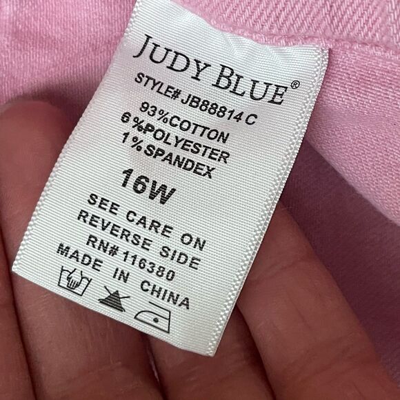 JUDY BLUE High Rise Garment Dyed Denim Joggers Size 16W Pink Casual Pants - Picture 9 of 11